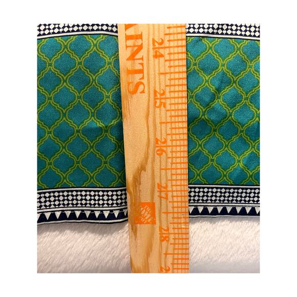 Jones New York Signature Blouse Medium Stretch Border Print Geometric Green - Picture 11 of 13